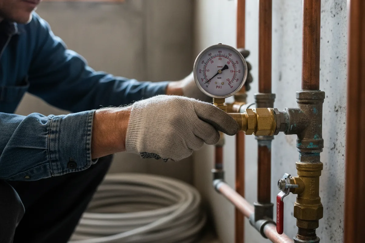 Pressure testing a repaired line during Water Line Repair in Mentcle
